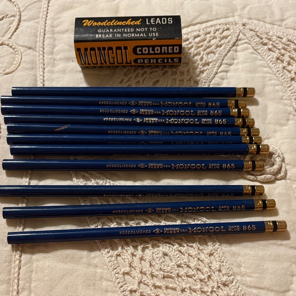 Mongol Colored Pencils Set Vintage 865 Dark Blue 11 Total